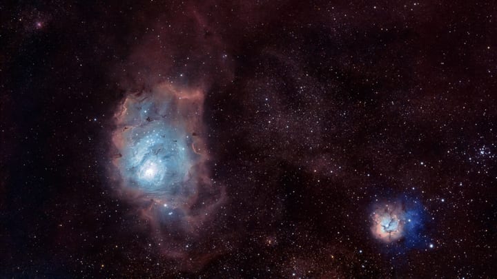 Lagoon nebula, Trifid nebula, webbs cross preview