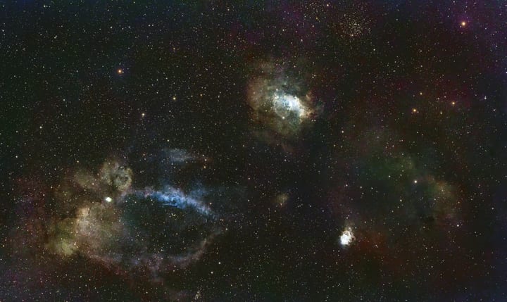 Lobster Claw Nebula, Bubble Nebula, Salt and Pepper cluster preview