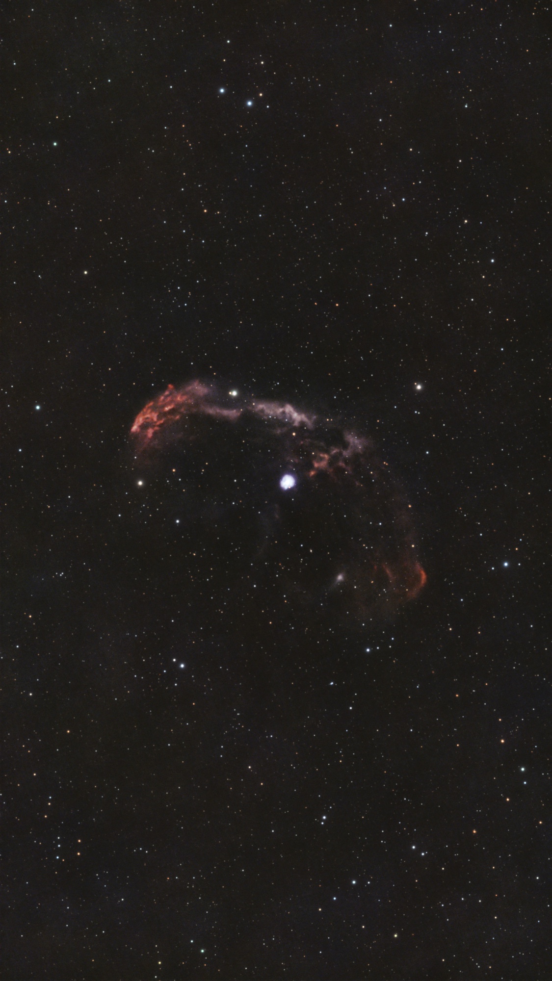 NGC 6888 field-of-view example for WiNG, showing the Crescent Nebula framed closely with the Zenithstar 61 and ASI662 camera.